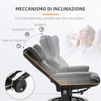 Relaxing Chair with Ottoman, Footrest and Massage Function, 145° Reclining and 360° Swivel, Black