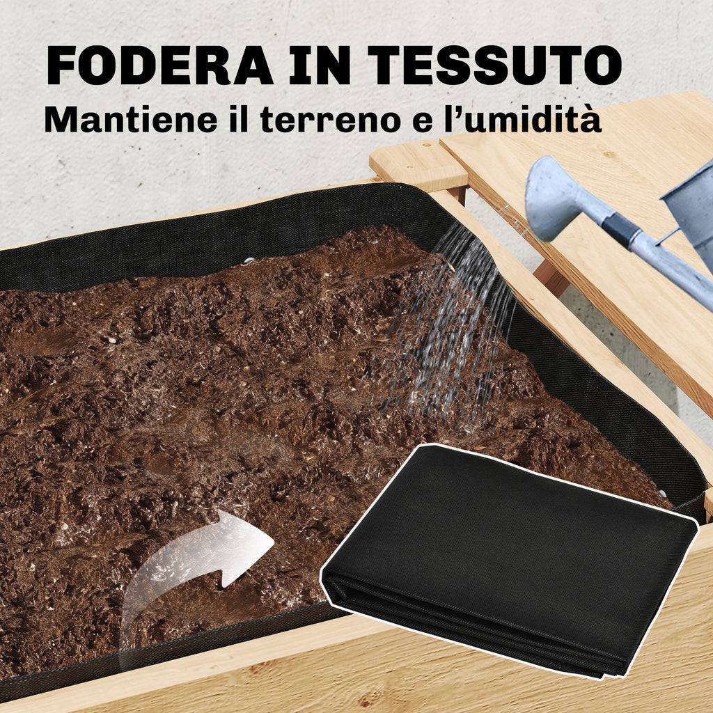 Outsunny 2-Tier Raised Garden Bed with Wooden Shelves, 119.5x102x76.5cm, Brown