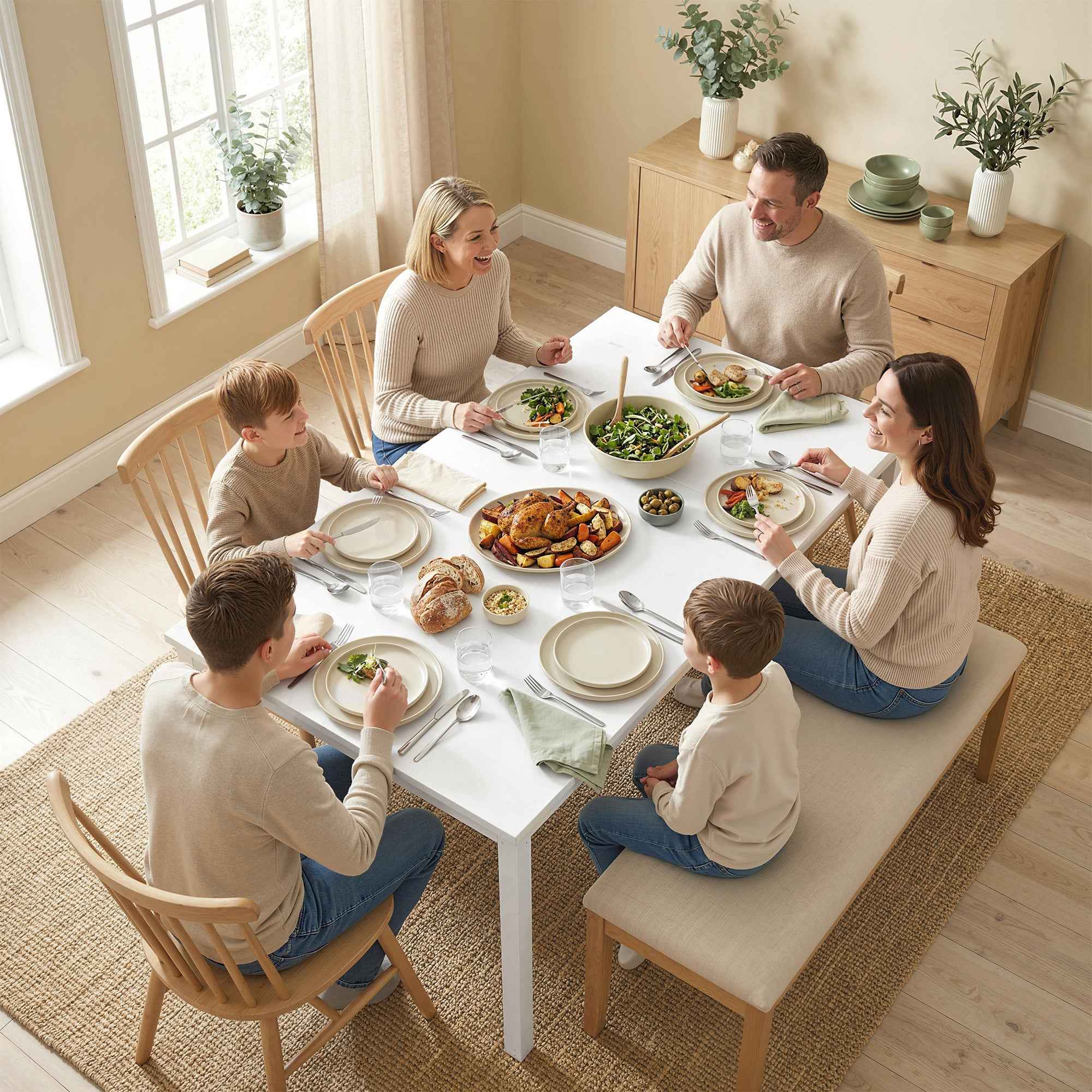Space-Saving Rectangular Extendable Dining Table, 80-120cm, White