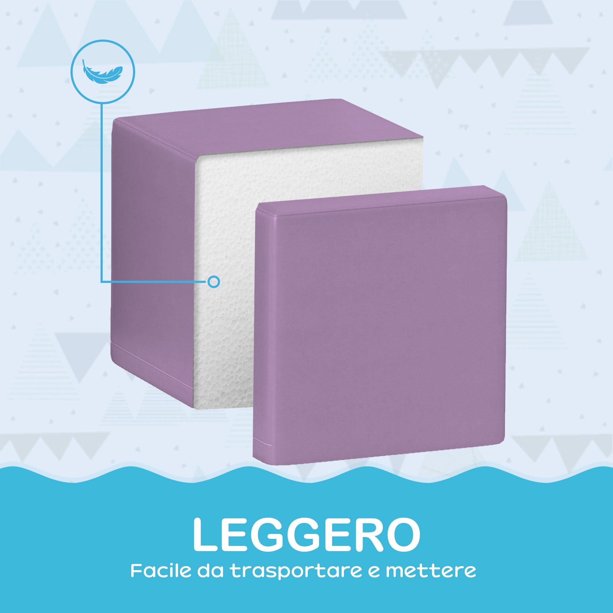 Set of 12 Soft Toy Cubes for Children 12-36 Months in PU and EPE, 20x20x20cm, Multicolored