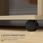 HOMCOM Wardrobe with Wheels, 2 Rods, and 3 Open Shelves, Made of Wood and Aluminum, 120x40x128 cm, Wood Color