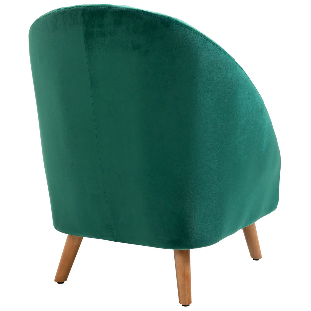 Green Velvet Bedroom Living Room Armchair with Thick Padding and Solid Wood Frame (67x65x77cm)