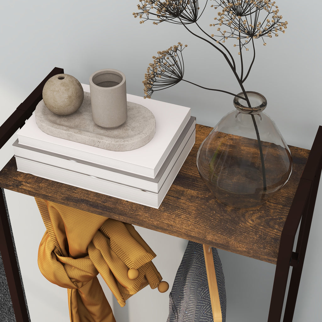 HOMCOM Floor Coat Hanger with Rod, 3 Drawers and Shelves, in MDF Wood and Steel, 58.5x30x178 cm, Brown - Borgè