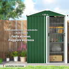 Outsunny 1.1m² Steel Garden Shed with Lockable Sliding Door, 136x87x179cm, Green
