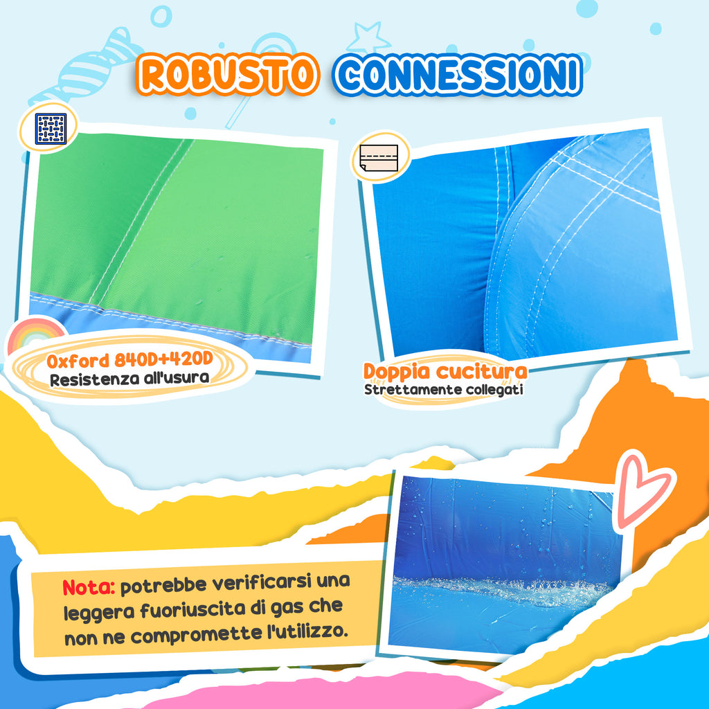 4-in-1 Inflatable Trampoline, Slide, 415x205x190cm, Multicolored