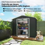 Metal Garden Shed with Air Vents and Double Sliding Door, 277x195x192 cm, Dark Grey