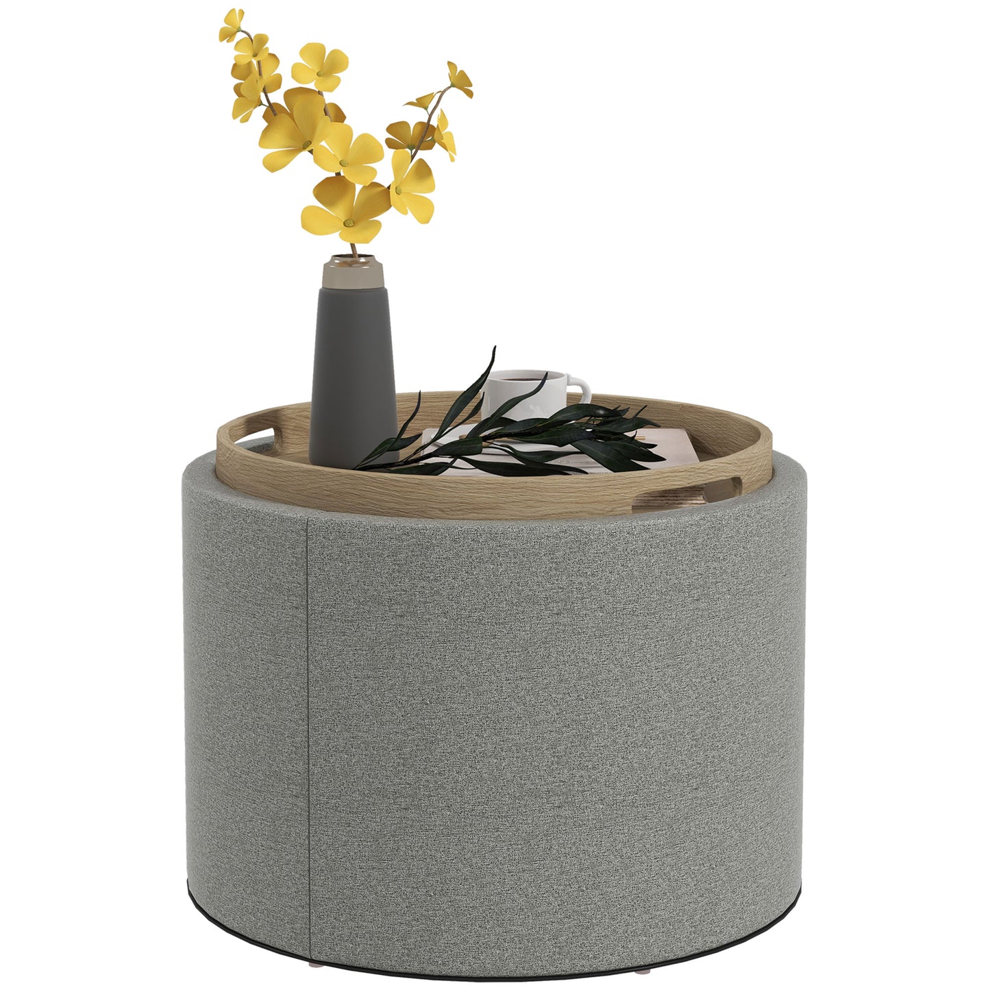 Homcom pouf 120 kg Max Linian effect container with limelight, in MDF, 56x56x42 cm, gray