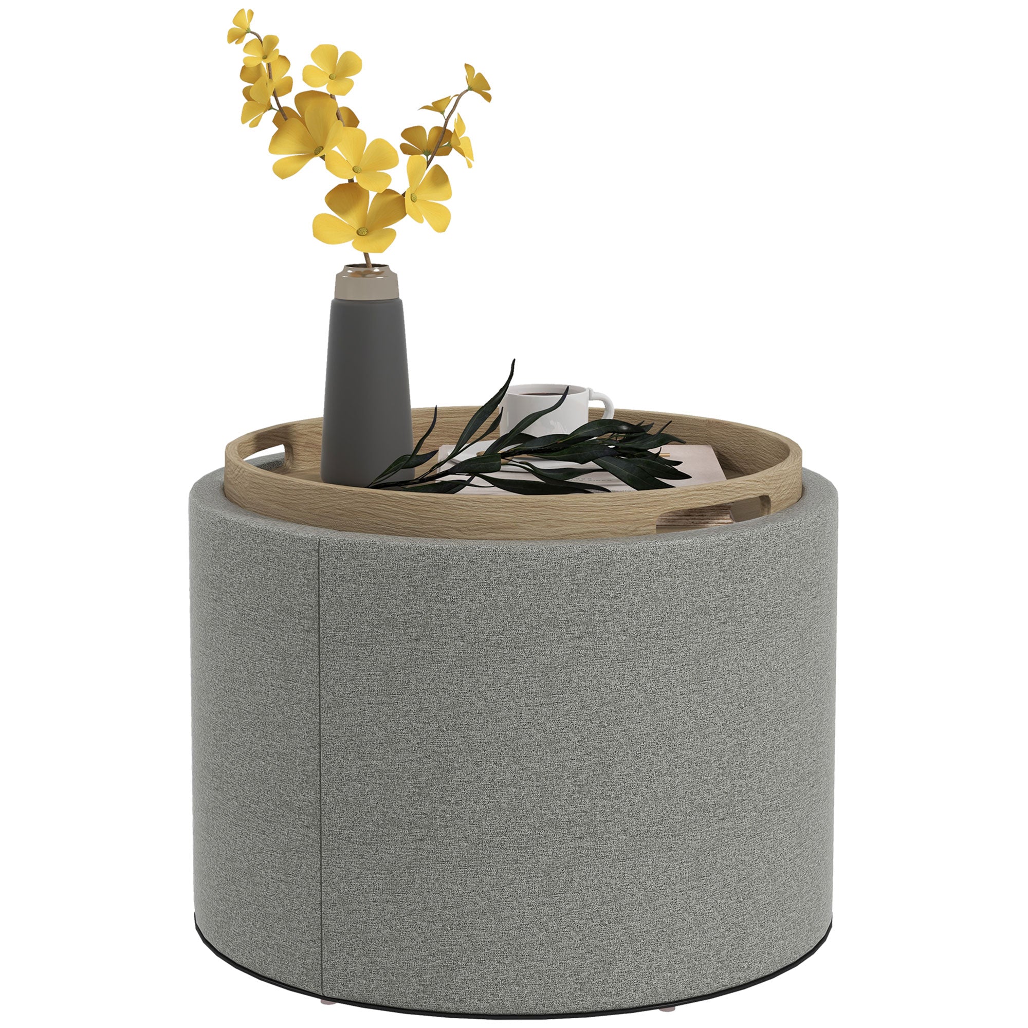 Homcom pouf 120 kg Max Linian effect container with limelight, in MDF, 56x56x42 cm, gray - Borgè
