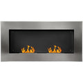 Wall-Mounted Bioethanol Fireplace Made of Stainless Steel with 2 Burners 0.9LT 110 x 54 x 14cm