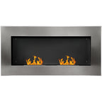 Wall-Mounted Bioethanol Fireplace Made of Stainless Steel with 2 Burners 0.9LT 110 x 54 x 14cm