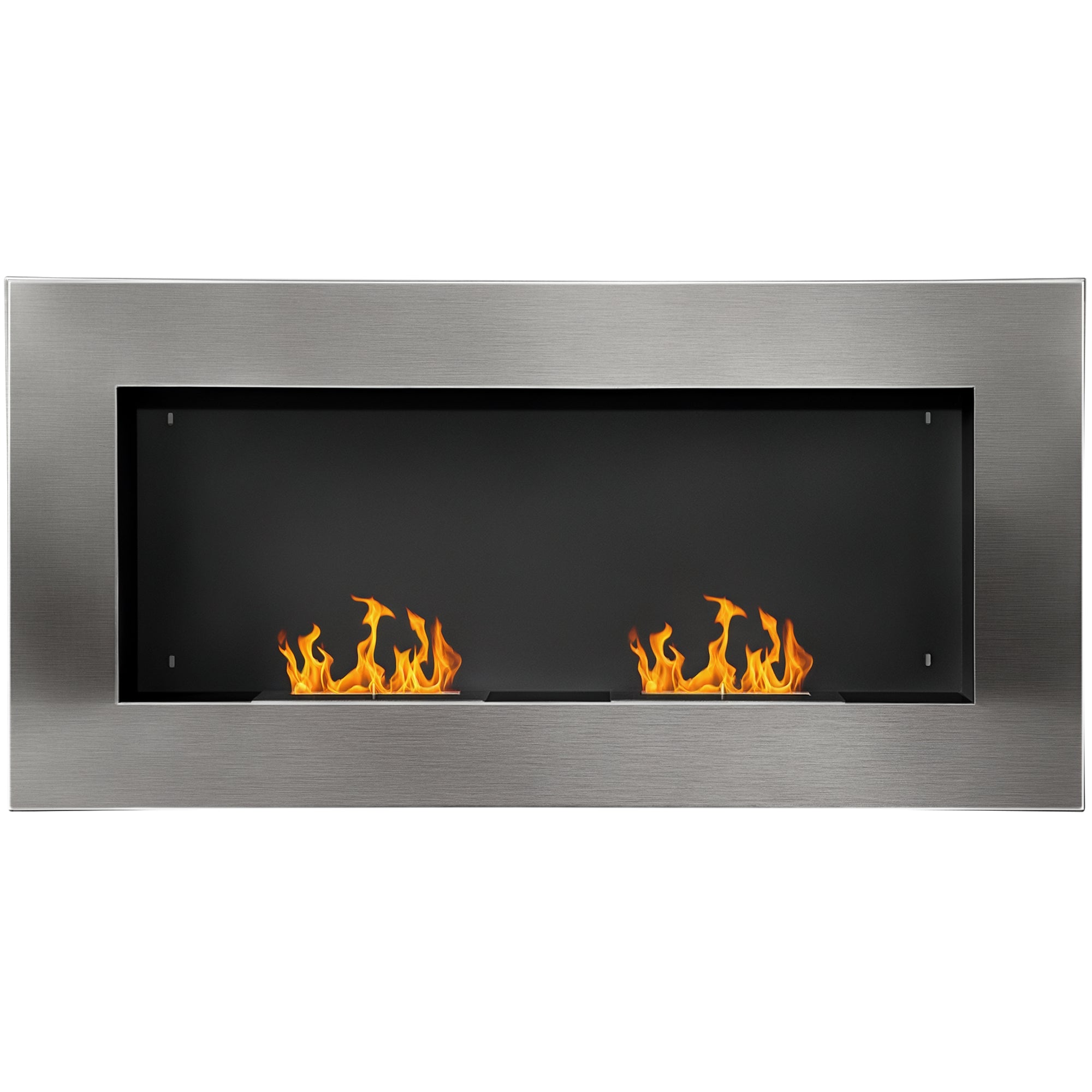 Wall-Mounted Bioethanol Fireplace Made of Stainless Steel with 2 Burners 0.9LT 110 x 54 x 14cm