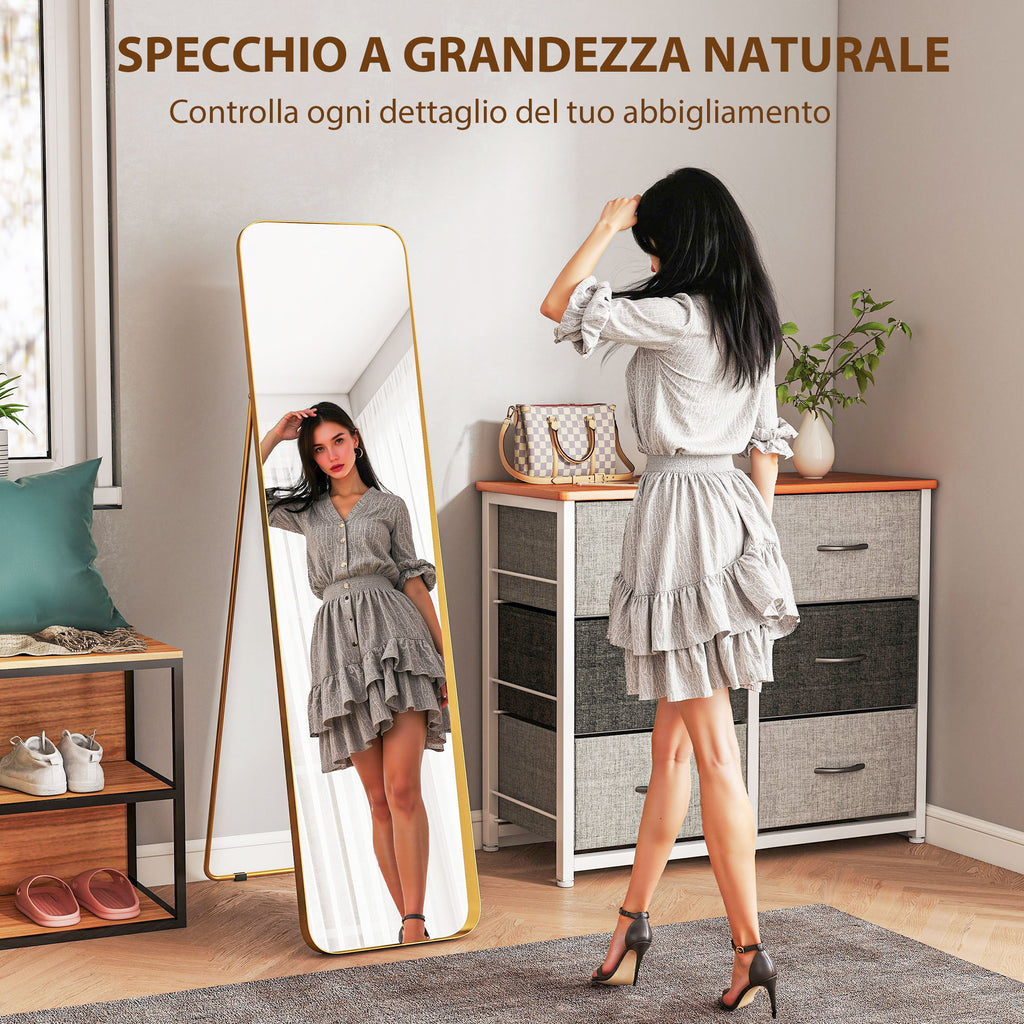 40x160cm Rectangular Full-Length Freestanding Easel Mirror, Gold