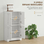 Wooden Kitchen Sideboard with 2 Cabinets, 4 Doors, 2 Adjustable Shelves, for Dining Room, Living Room, White