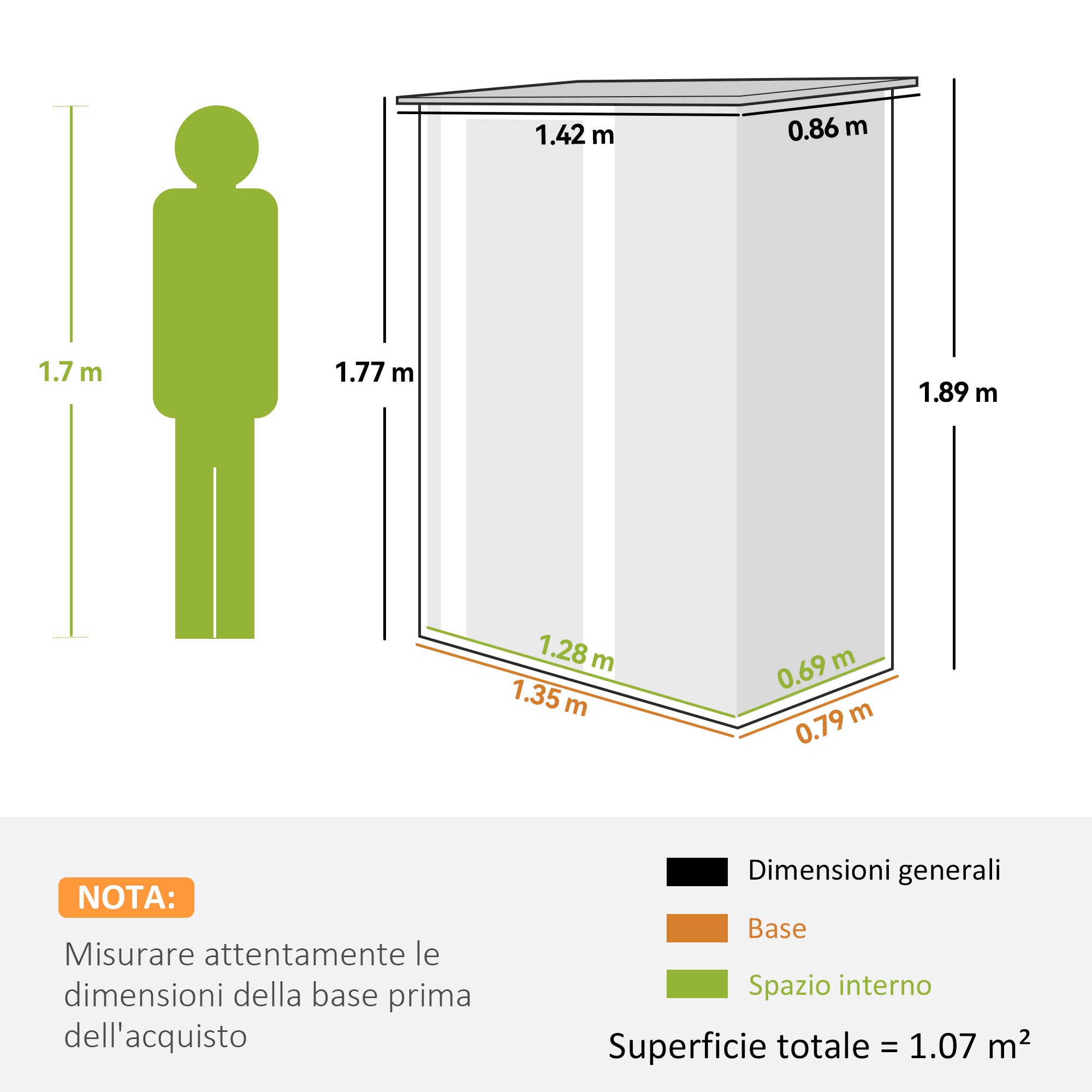 Outsunny Metal Tool Shed with Sloped Roof and Lockable Door, 142x86x189 cm, Light Grey