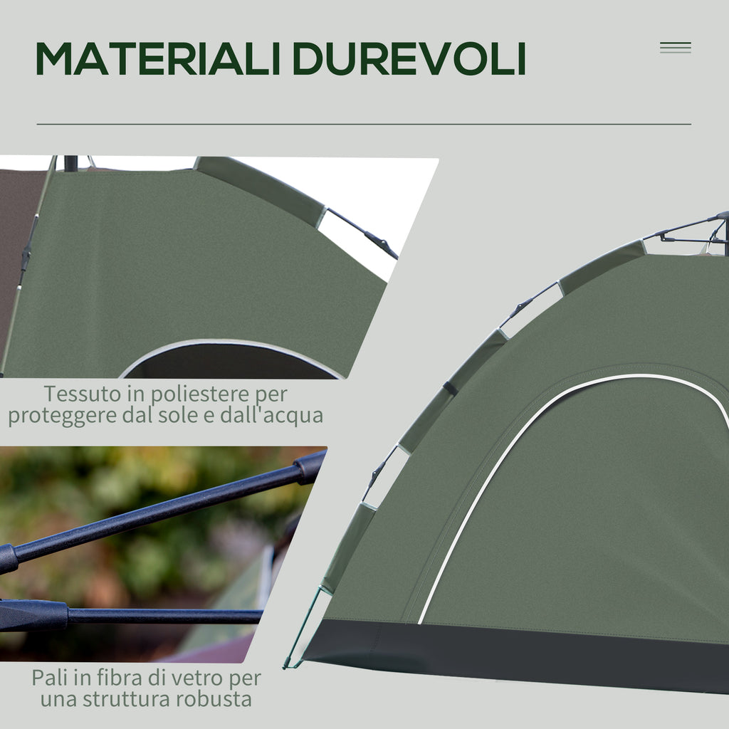 2-Person Camping Tent with Carrying Bag, Hooks for Lamps and Storage Pockets, 210x210x135 cm