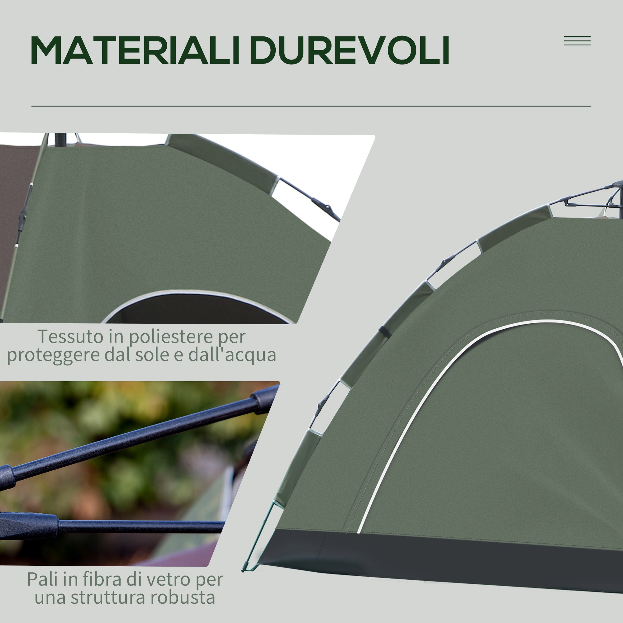 2-Person Camping Tent with Carrying Bag, Hooks for Lamps and Storage Pockets, 210x210x135 cm