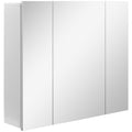 Bathroom Cabinet with 3 Mirrored Doors and Adjustable Shelves, 70x15x60cm, White - Borgè