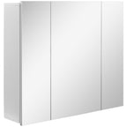 Bathroom Cabinet with 3 Mirrored Doors and Adjustable Shelves, 70x15x60cm, White - Borgè