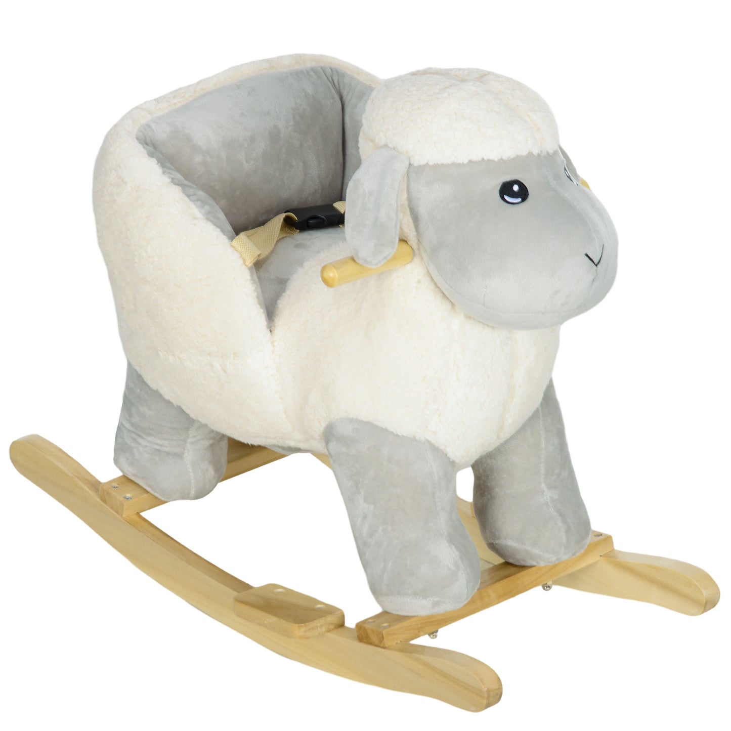 Rocking Horse for Children 1-3 Years Old Sheep Shape with Sounds and Soft Cover, Grey