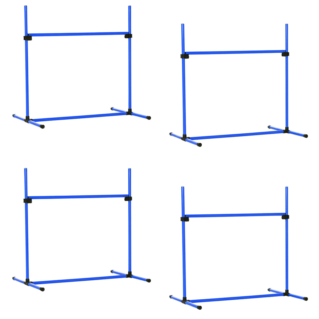 Set of 4 Agility Dog Training Hurdles with Adjustable Height and Carrying Bag Included, 99x65x94cm, Blue