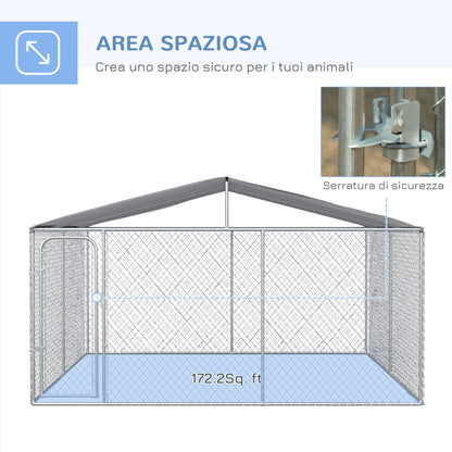 Pawhut Kennel for metal dogs with oxford fabric roof and door with block, 400x230x232 cm - Borgè