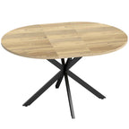HOMCOM Industrial Dining Table for 4-6 People with Round Drop-Leaf Top, in Wood and Steel, 135x100x75 cm