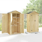 Outsunny 3-Door Garden Cabinet with 4 Shelves and Hooks, in Fir Wood, 93x53x168 cm, Wood Color