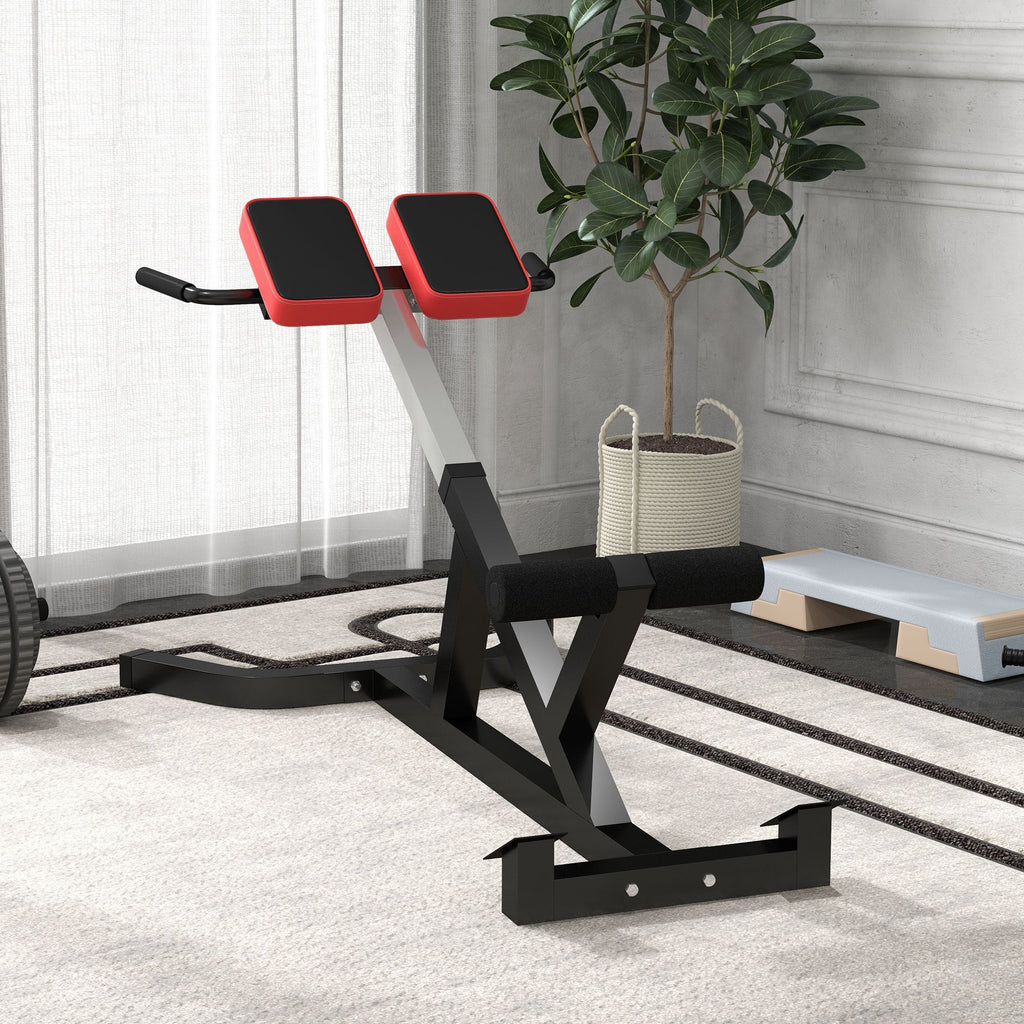 SportNow Roman chair at adjustable height with thick padding, in steel and PU, 126x70x67-84 cm, black - Borgè
