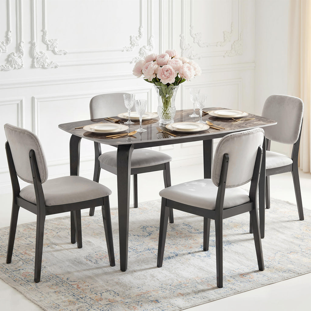 HOMCOM 4-Person Table, 130x70 cm, Modern with Sintered Stone Top, Brown