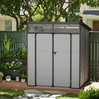 Plastic Garden Shed Tool Storage with Windows, Vents and Lock, 1.9x1.9m, Light Grey