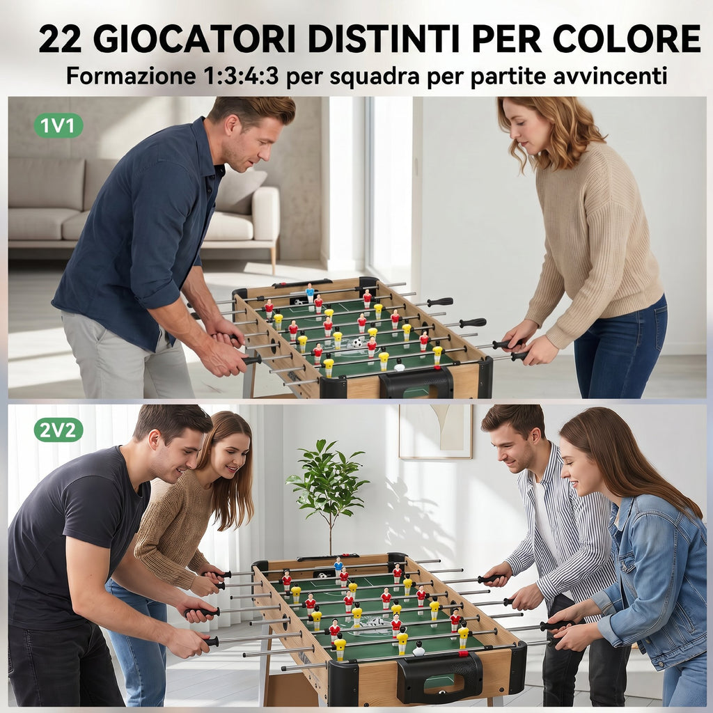 SPORTNOW Table Football with 22 Players, Balls and Manual Scoreboard, Oak and Yellow