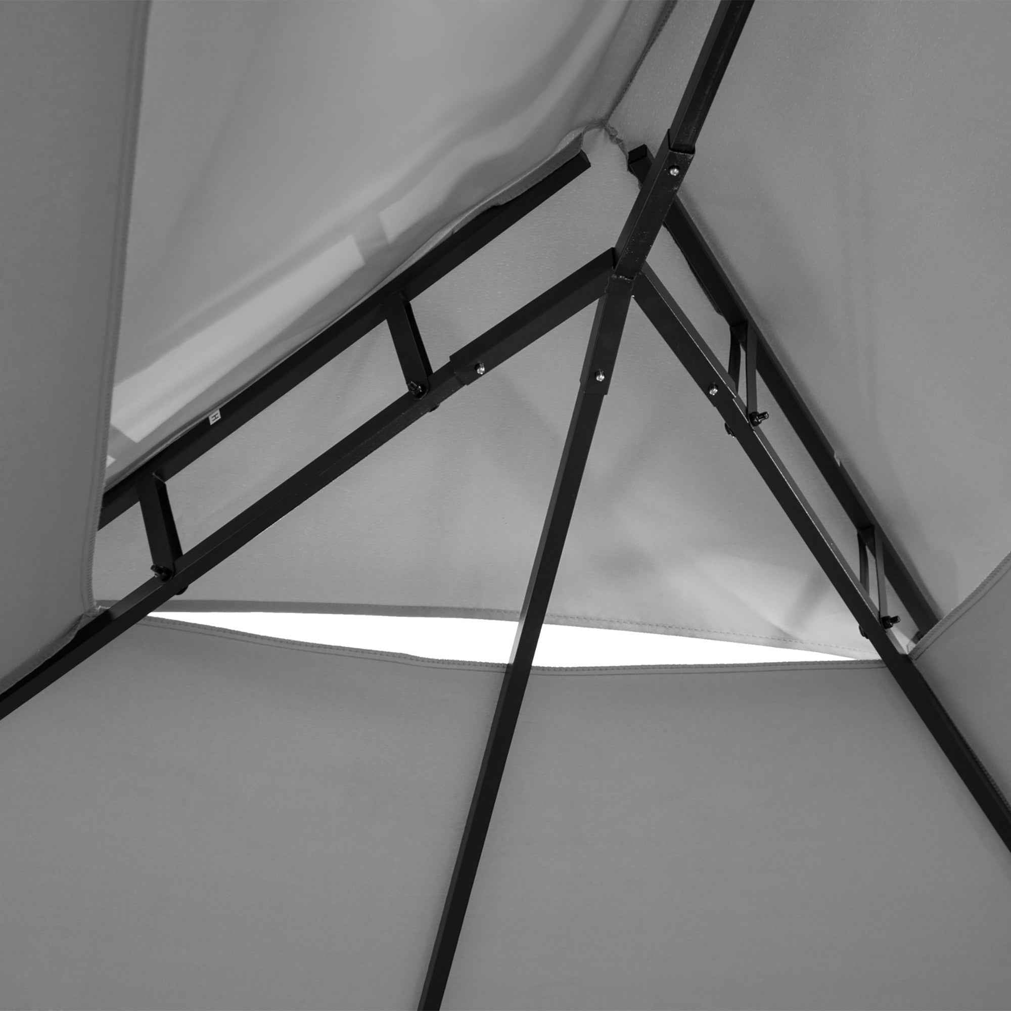 Outsunny Gazebo 4x3 m with 6 Curtains and 2-Tier Roof, in Steel and Polyester, Dark Grey