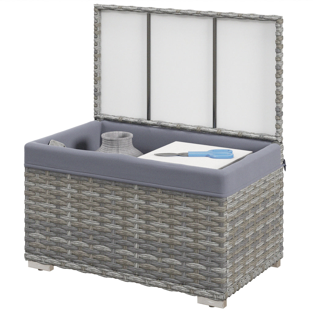Outsunny garden trunk in Rattan pe with internal coating in waterproof fabric, 76x45x48 cm, gray - Borgè