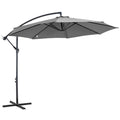Outsunny 3x2.5 m Off-Center Outdoor Umbrella with Crank Handle, Steel Frame and Anti-UV Polyester, Grey