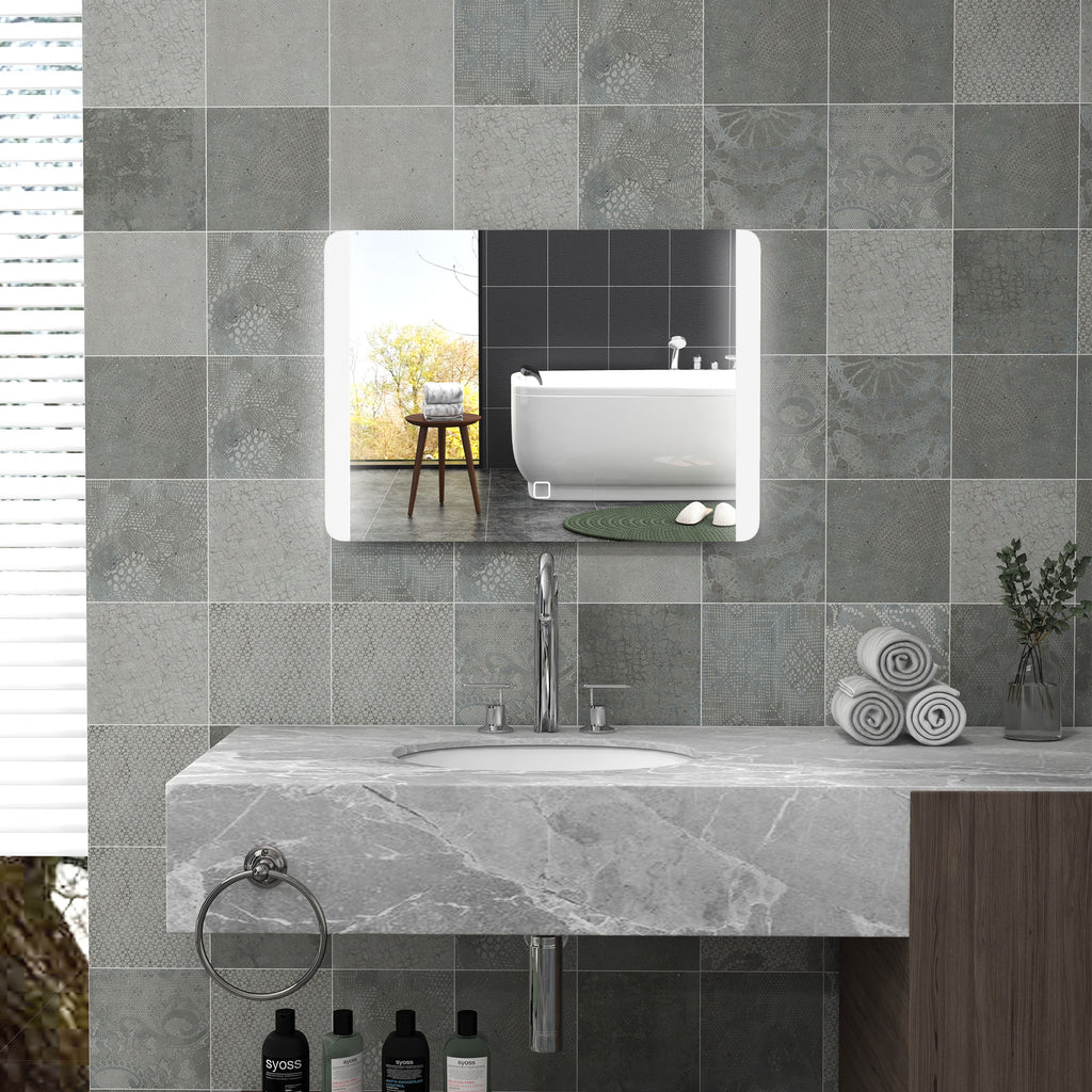 Bathroom Mirror with 3 Temperature LED Light, Touch Switch and Anti-fog, 70x50cm