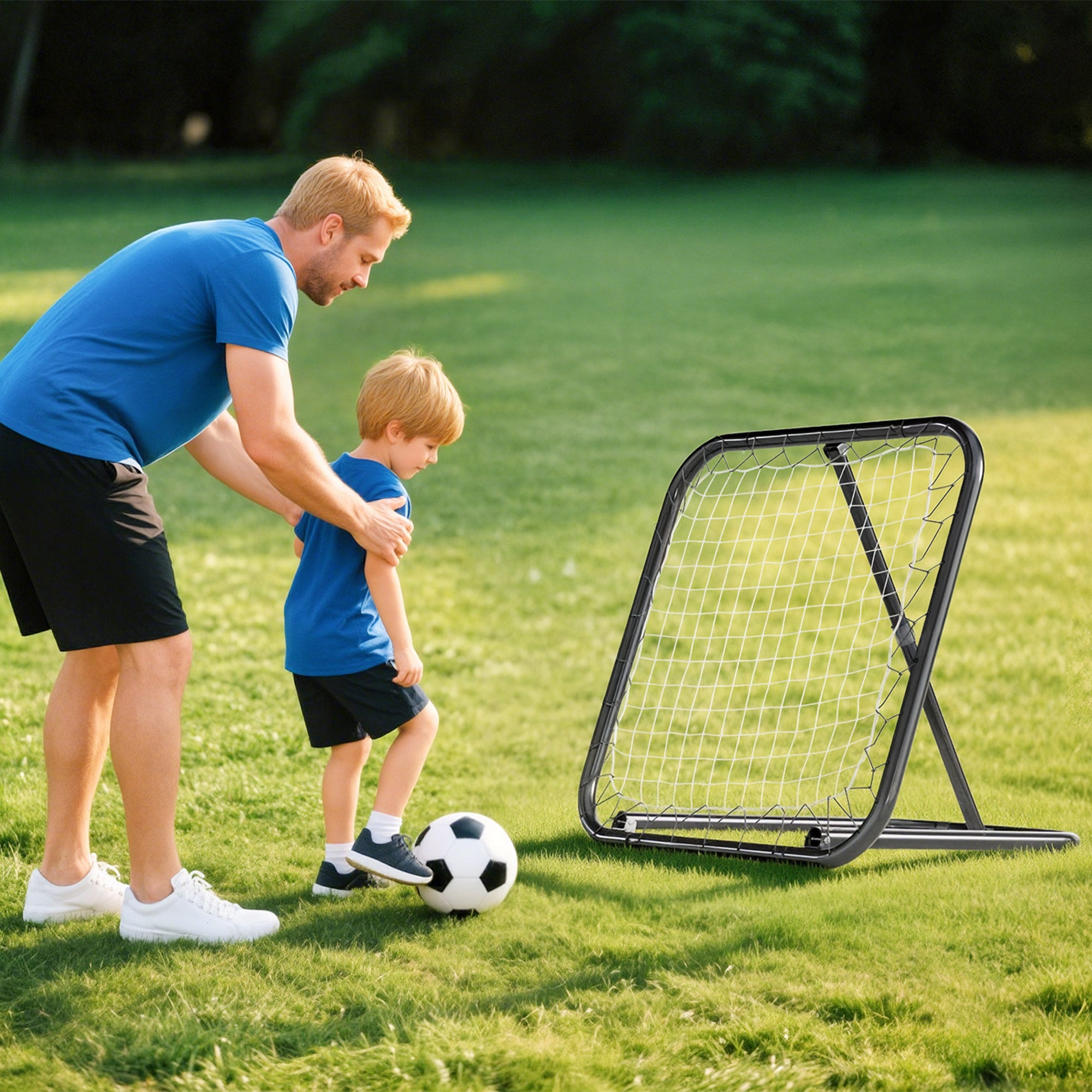 Metal Soccer Rebounder with Adjustable Angle, 78x84x65-78 cm