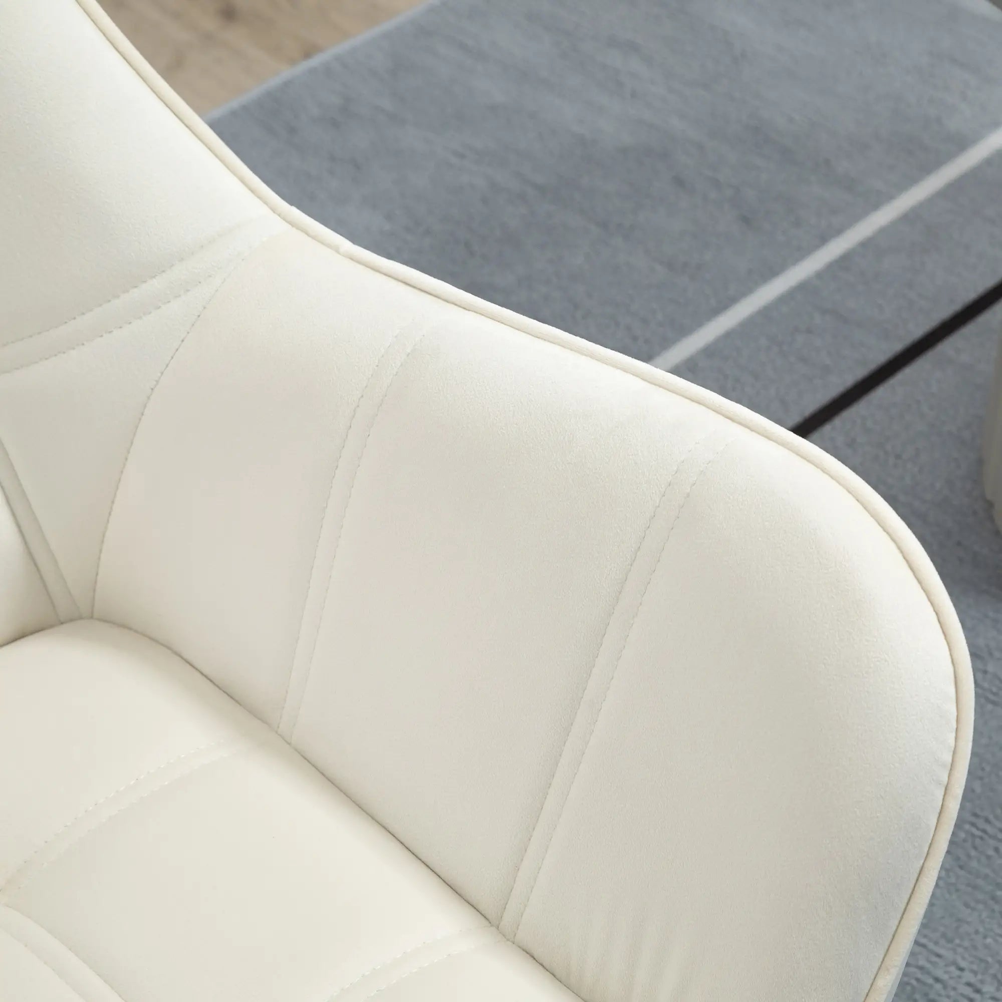 TROMSO |  Scandinavian Design Armchair in Wood and Cream Velvet Effect, for Living Room or Office, 67x61.5x71cm