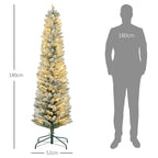 Snowy Christmas Tree with 329 Branches and White LED Lights, in Plastic and Metal, Ø52x180 cm, Green