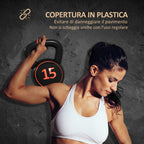 SPORTNOW Set of 3 Kettlebells of 2.2 kg, 4.5 kg and 6.8 kg with Flat Base and Weight Holder, in Plastic and Sand, Black
