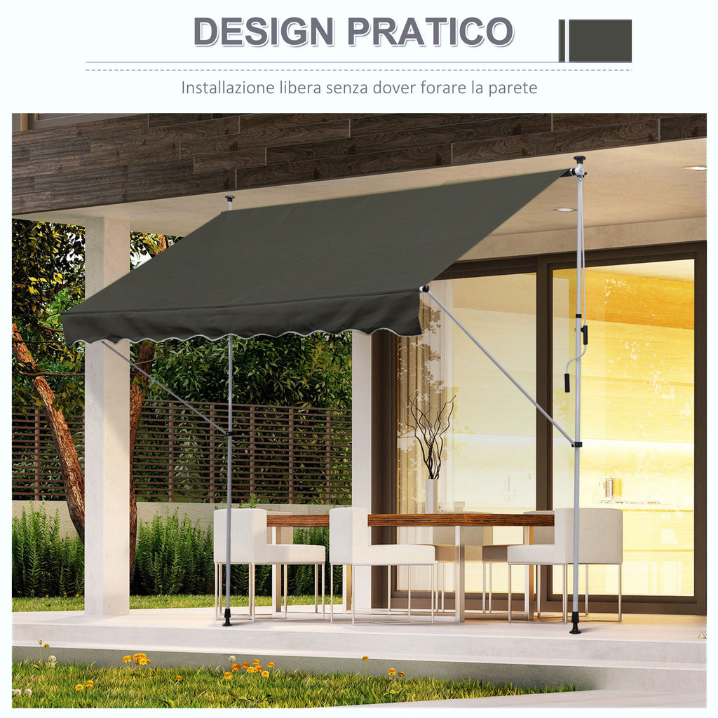 Outsunny 3x1.5m Awning with Crank Arms, Telescopic Metal Structure and Polyester Sunshade