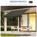 Outsunny 3x1.5m Awning with Crank Arms, Telescopic Metal Structure and Polyester Sunshade