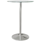 Homcom tall table from modern round bar with steel base and glass top, Ø70x102cm, transparent - Borgè