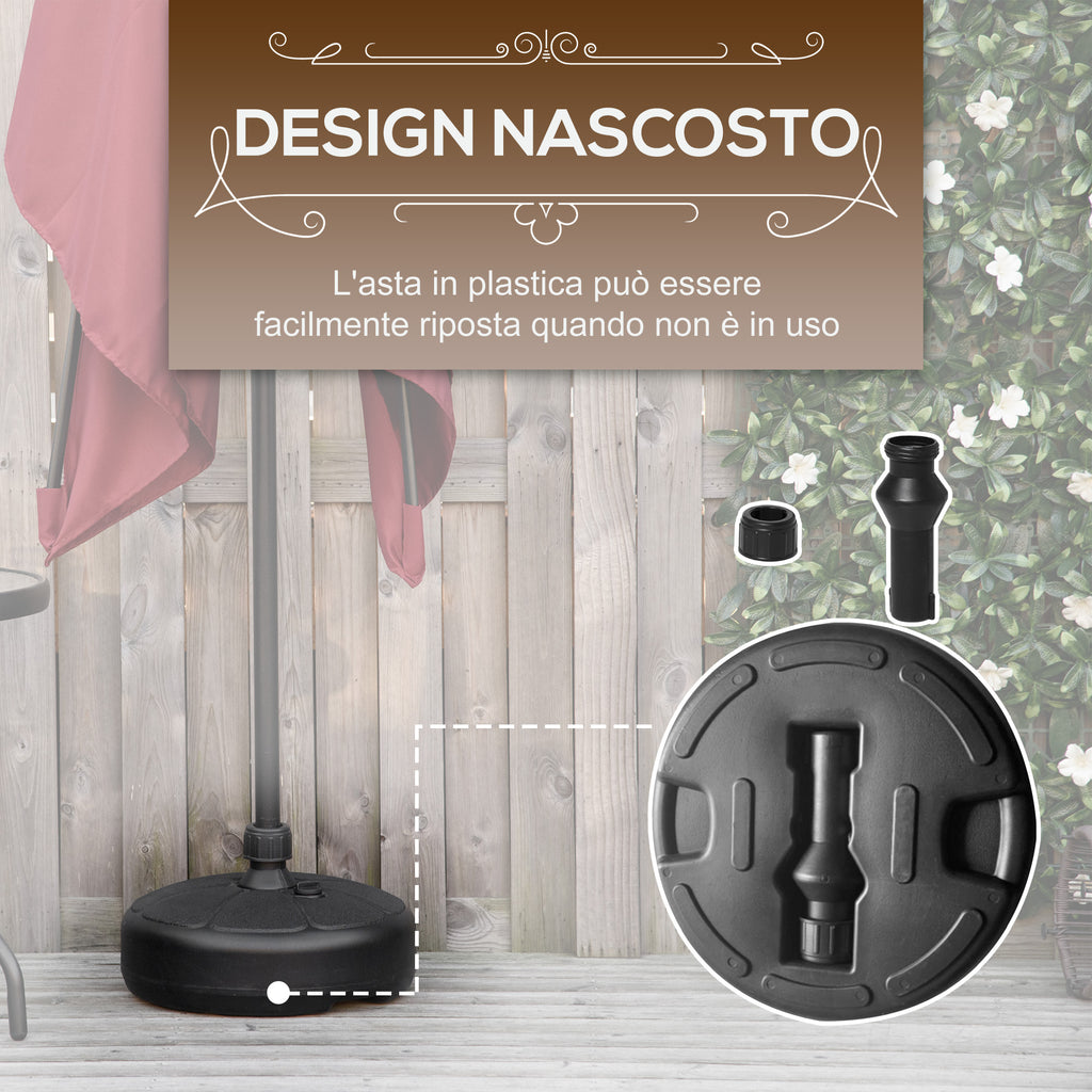 Round Umbrella Base in Plastic Fillable with Water and Sand, for 38 mm Poles, Ø38 cm, Black