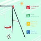 Outsunny Double Swing Set, Garden Swing for Children 3+ Years, Green and Red