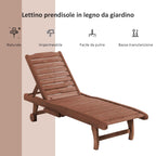 Outsunny Wooden Sun Lounger, Garden Lounger with Wheels and Removable Tray 182x60x35cm