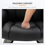 Relaxing Chair with Ottoman, Footrest and Massage Function, 145° Reclining and 360° Swivel, Black