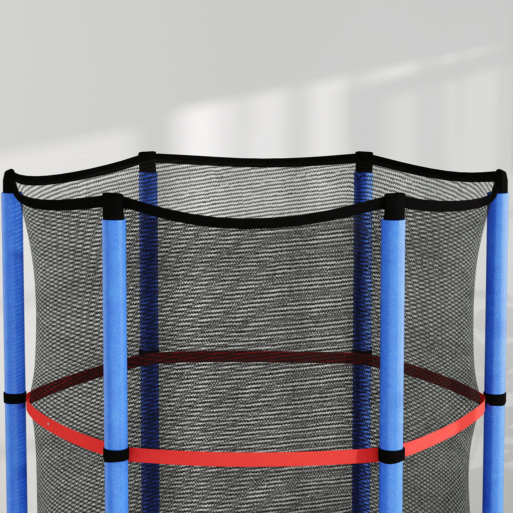 Trampoline for Children 3-6 Years with Safety Net, 6 Columns and 3 Entrances, Ø140x190 cm, Blue and Black