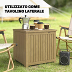 Outsunny 130L Outdoor Storage Chest with Lid, Hinges and Strap, Wooden, 63x51x58.5 cm, Brown