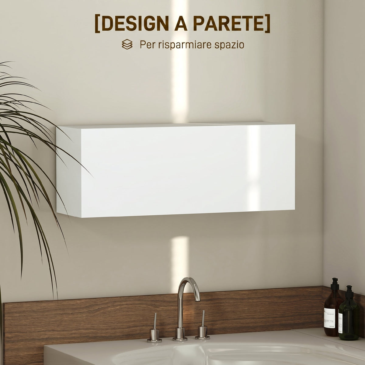 HOMCOM Bathroom Cabinet with Drop-Door and Shelves, 80x25x30 cm, White