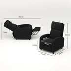 160° Manual Reclining Relaxing Chair with Linen-Effect Fabric Footrest, Black